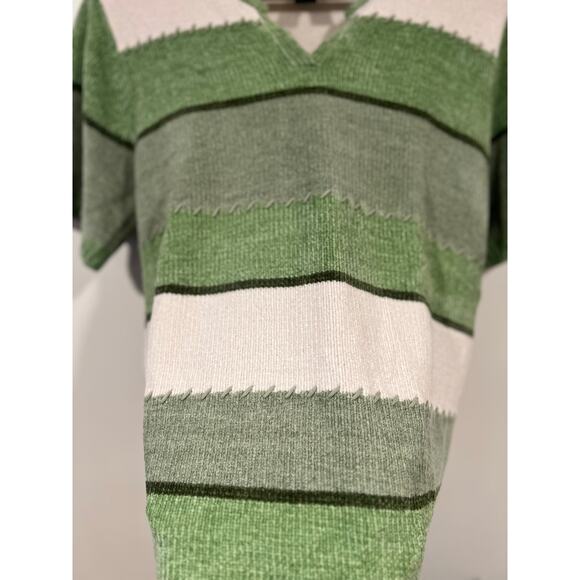 Denim & Co Women’s Casual Striped Color Blocked Short Sleeve Sweater Size M - Picture 4 of 5